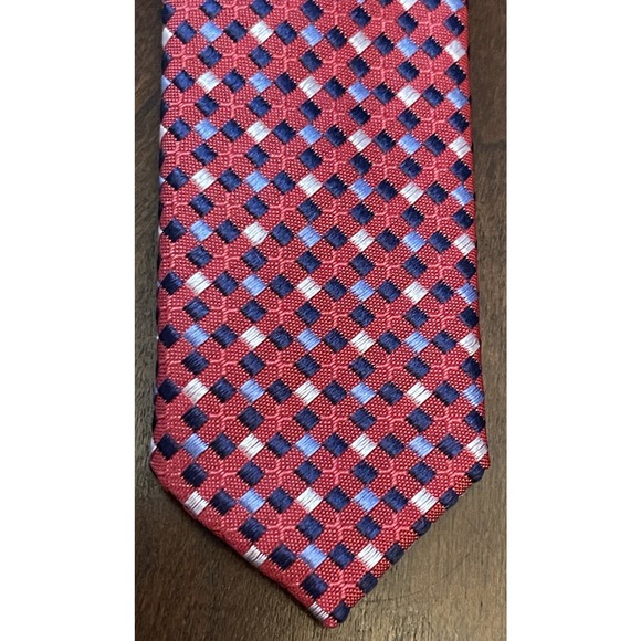 Alexander Julian Colours Hand Made Red Blue Silk Men’s Neck Tie Made In China - Picture 6 of 9